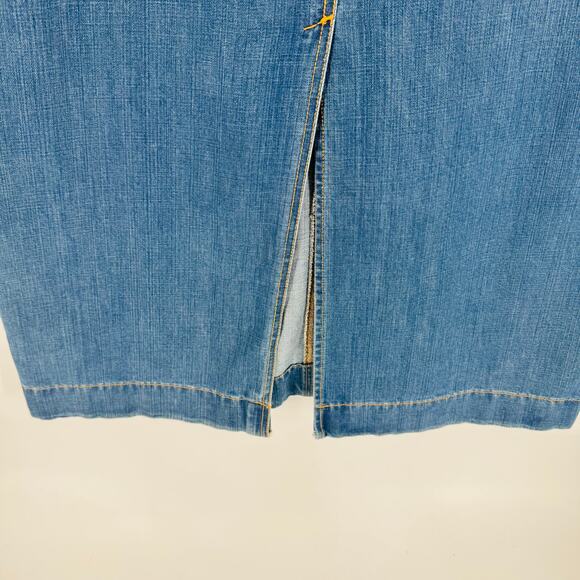Old Navy Y2K Dark Wash Denim Maxi Skirt High Waist Back Slit Size 16 Low Waist - Picture 7 of 7